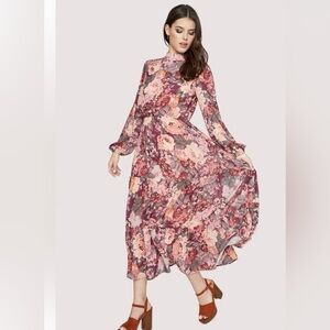 Lost + Wander Floral romantic garden Long Sleeve  Dress